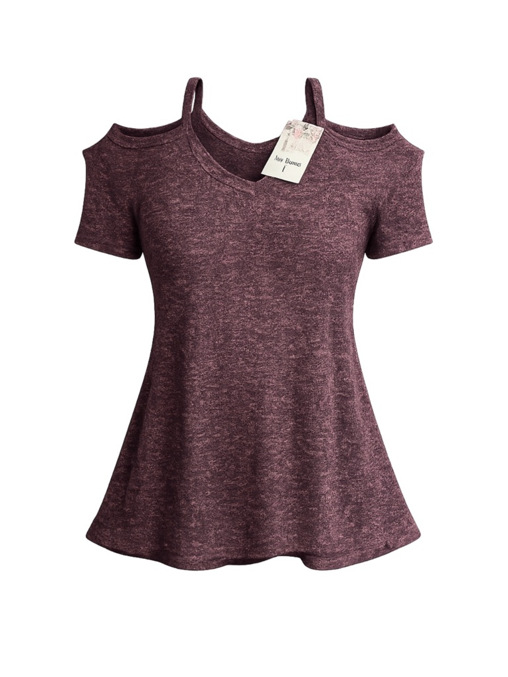 Women's Iris Basic Top Size L Burgundy Cold Shoulder
140